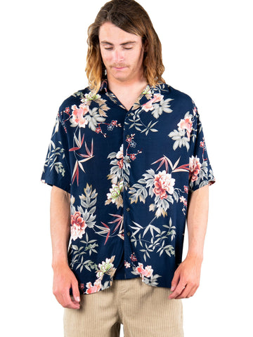 Bush Tucker Short Sleeve Cuban Shirt - Dark Sapphire