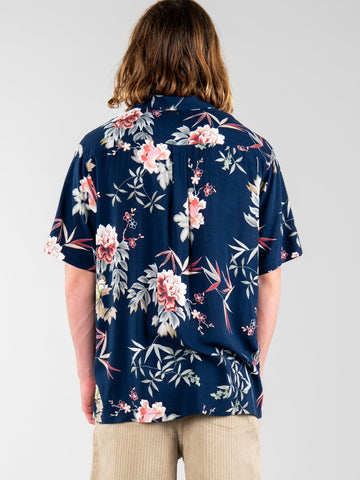 Bush Tucker Short Sleeve Cuban Shirt - Dark Sapphire