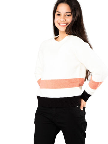 Playa Crew Neck Knit Girls - Silver Birch