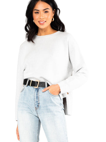 Prime Crew Neck Knit - White Marle