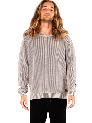 Over Dead Crew Neck Knit - Stone Grey