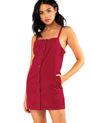 Mazey Lab Button Up Dress - Ruby Wine