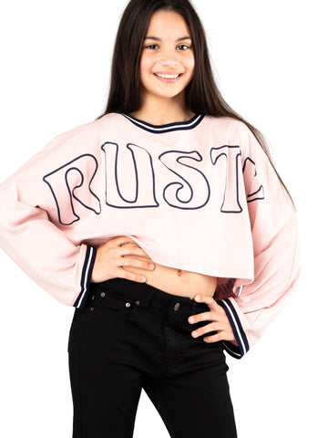 Mega Rusty Long Sleeve Girls Tee - Misty Rose
