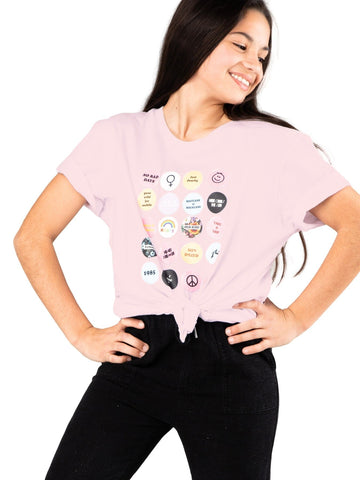 Badge Short Sleeve Tee Girls - Misty Rose