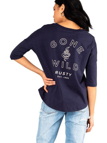 Wild Serpent 3/4 Sleeve Tee - Blue Nights