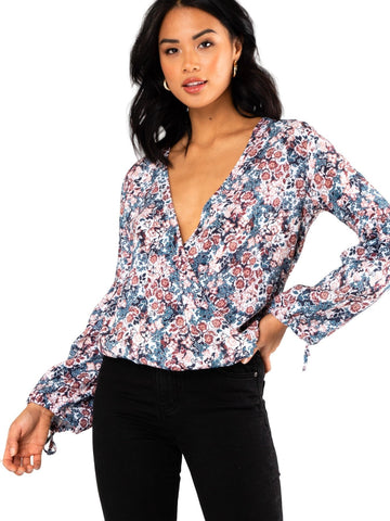 Crowded Floral Long Sleeve Shirt - Blue Ashes