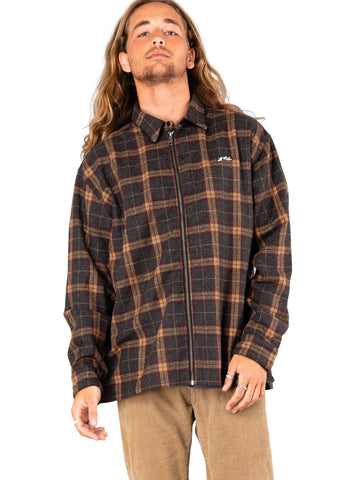 Woodchuck Long Sleeve Overshirt - Dark Grey Marle