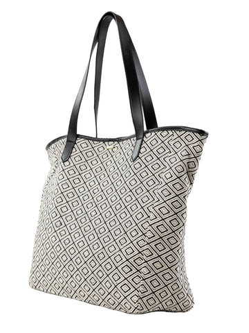 Imane Beach Bag - Black / White