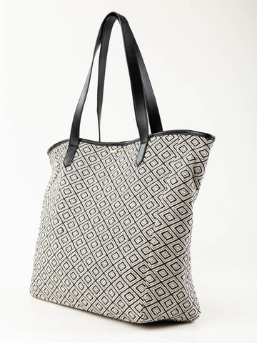 Imane Beach Bag - Black / White