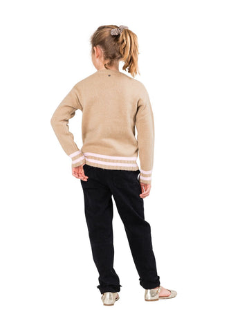 Together Vee Neck Knit Girls - Latte