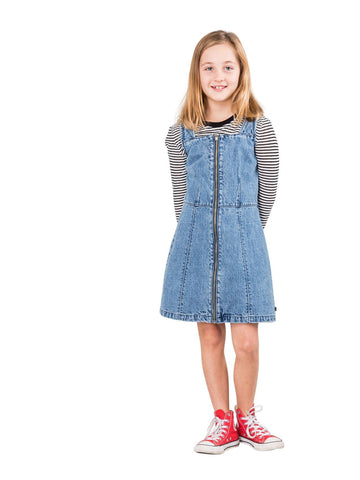 Bluebell Denim Dress Girls - Thread Blue