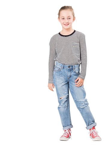 Slim Boyfriend Jean Girls - Thread Blue