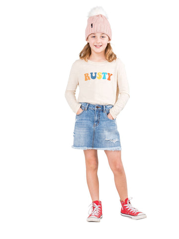 Tomorrow Denim Skirt Girls - Thread Blue