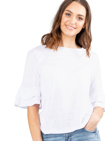 Abbie 3/4 Sleeve Fashion Tee - Bright White