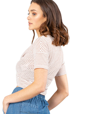 Kodette Crossed Short Sleeve Tee - Latte