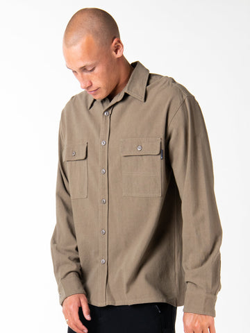 Spinnin Linen Long Sleeve Shirt - Army