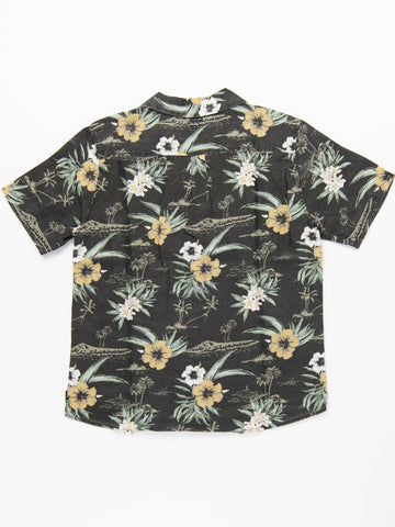 Rock Piles Short Sleeve Cuban Shirt - Black