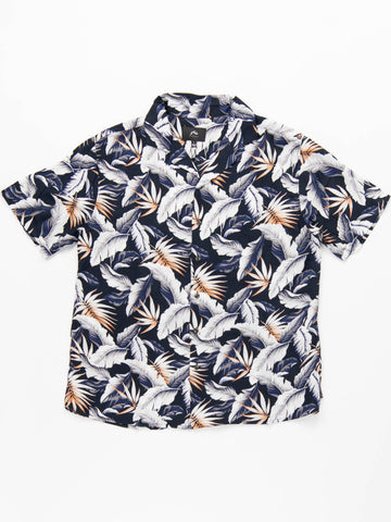 Leid Back Short Sleeve Cuban Shirt - Dark Sapphire