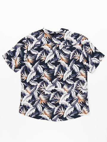 Leid Back Short Sleeve Cuban Shirt - Dark Sapphire