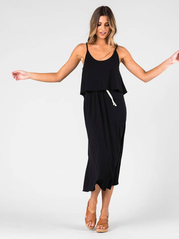Lourdes Rib Midi Dress - Black