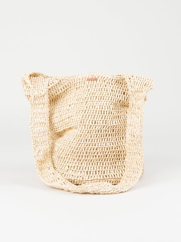 Clementine Straw Beach Bag - Bone