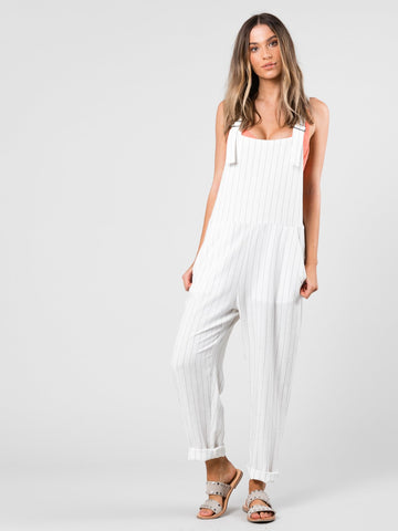Heartbreaker Stripe Overall - Bright White