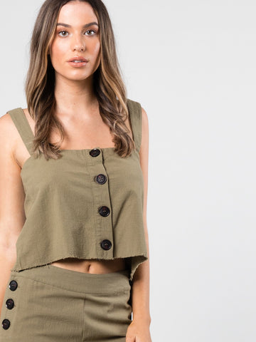 Rabble-Rouser Crop Cami - Army