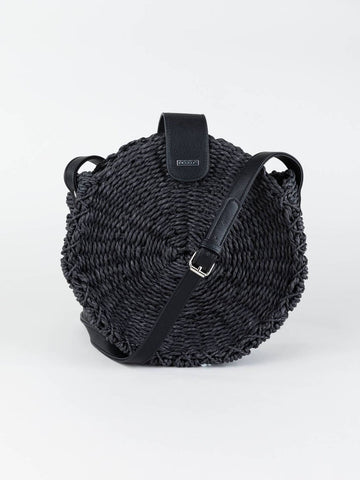 Venice Straw Sidebag - Black
